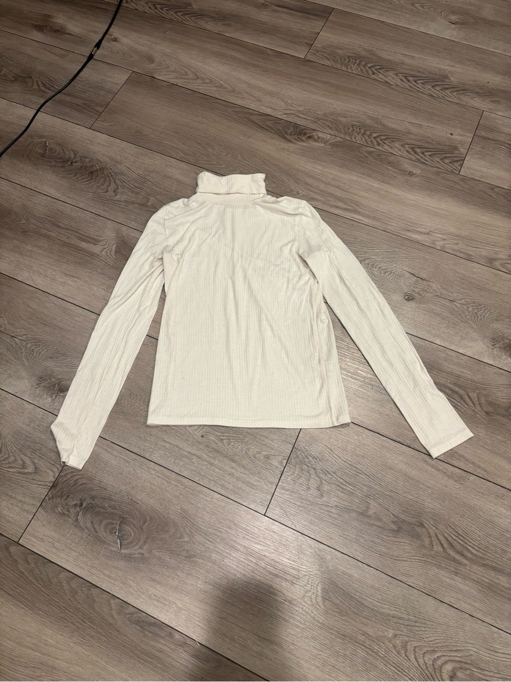 Madewell Cream Ribbed Turtleneck Long Sleeve Top